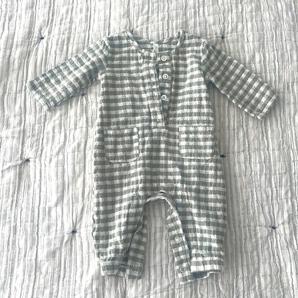 Rylee + Crew Ollie Gingham Jumpsuit Baby Girl / Boy 0-3m Like New - Worn Once